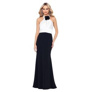 Betsy & Adam Elegant Black and White Dress